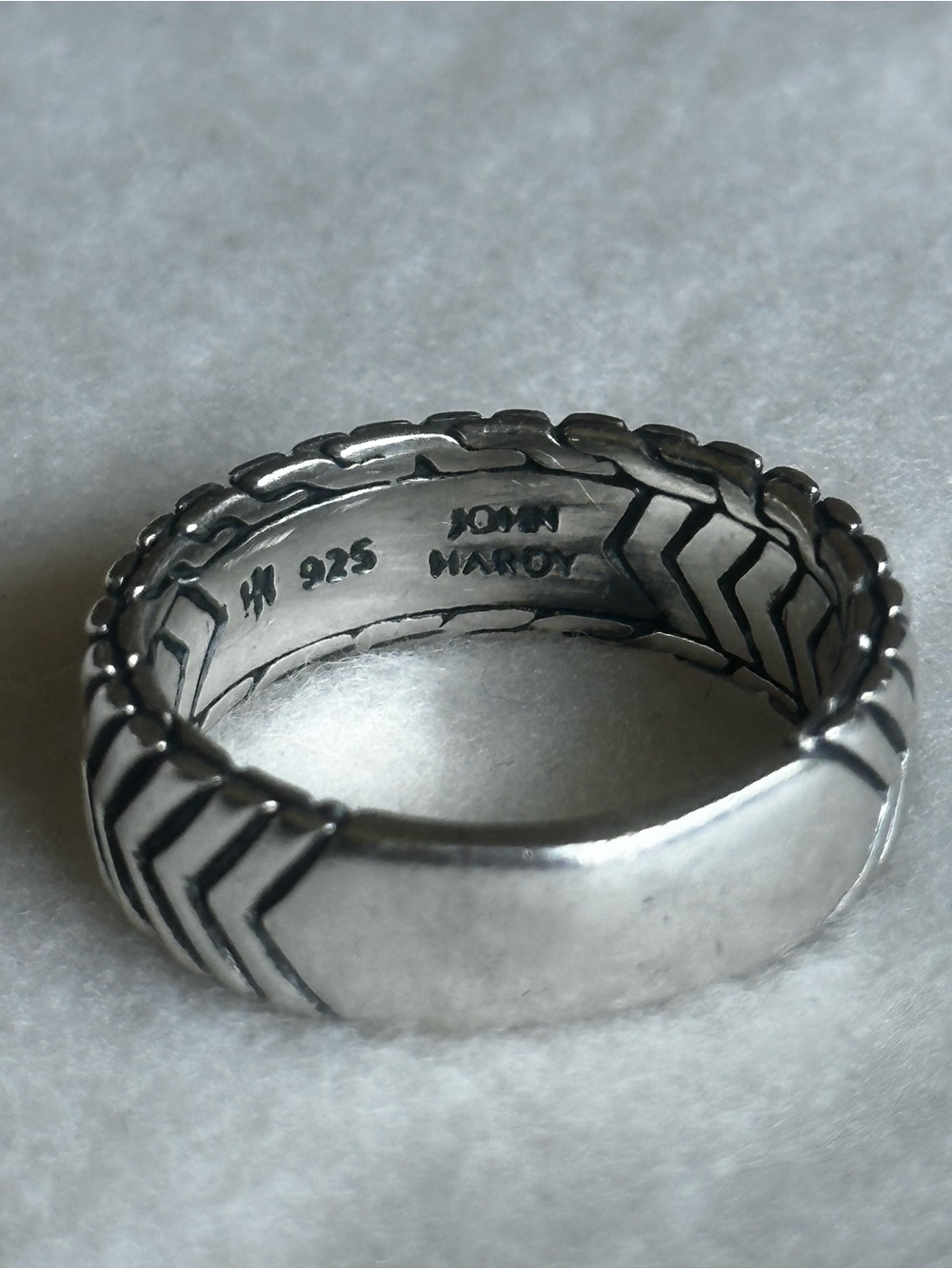 John Hardy Silver Chevron Pattern Sterling Band
